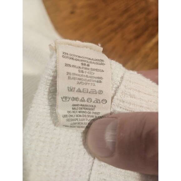 Free People Sweater Ottoman Slouchy Ribbed Mock Neck Tunic White Ivory Size XS - Picture 8 of 10